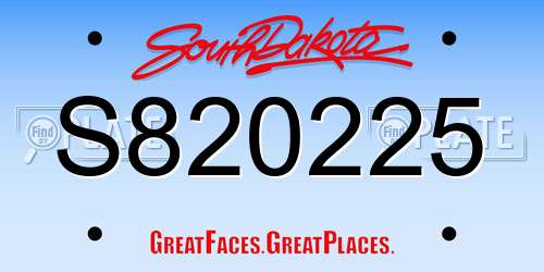 S820225 South Dakota License Plate