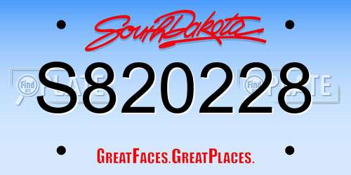 S820228 South Dakota License Plate
