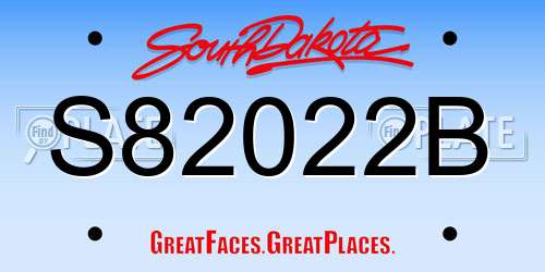 S82022B South Dakota License Plate