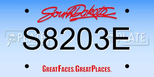 S8203E South Dakota License Plate