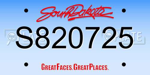 S820725 South Dakota License Plate