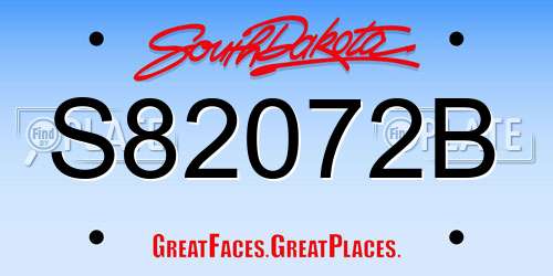 S82072B South Dakota License Plate