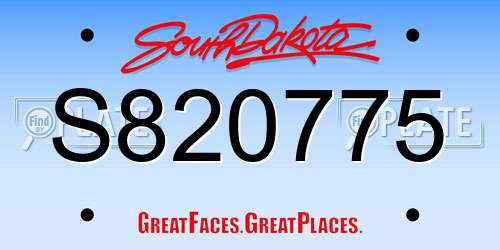 S820775 South Dakota License Plate