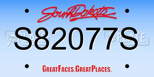 S82077S South Dakota License Plate