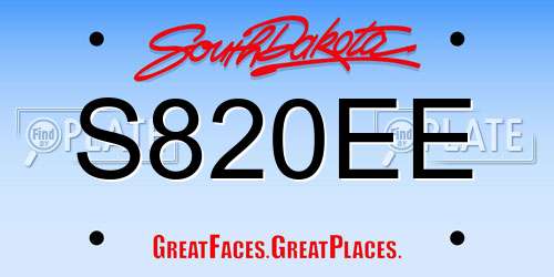 S820EE South Dakota License Plate