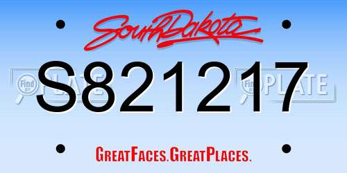 S821217 South Dakota License Plate