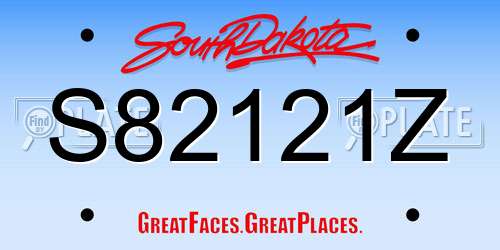 S82121Z South Dakota License Plate