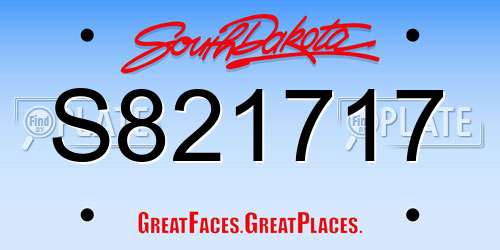 S821717 South Dakota License Plate