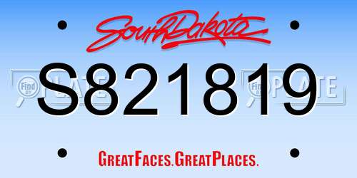 S821819 South Dakota License Plate