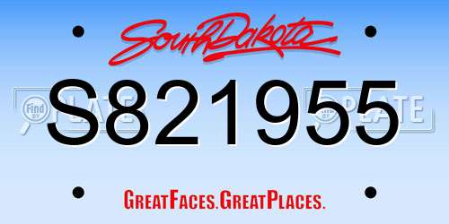 S821955 South Dakota License Plate