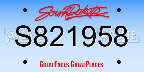 S821958 South Dakota License Plate