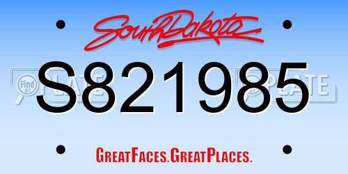 S821985 South Dakota License Plate