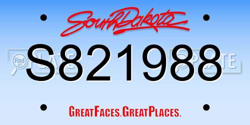 S821988 South Dakota License Plate