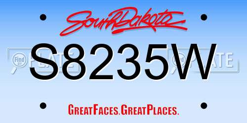 S8235W South Dakota License Plate