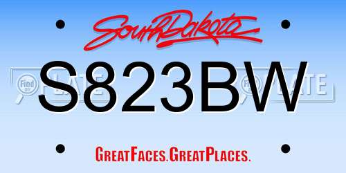 S823BW South Dakota License Plate