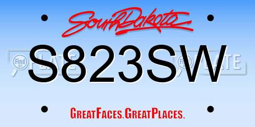 S823SW South Dakota License Plate