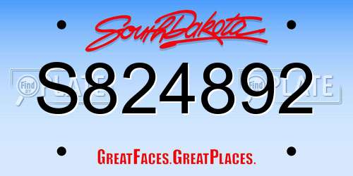 S824892 South Dakota License Plate