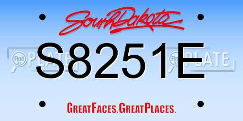 S8251E South Dakota License Plate