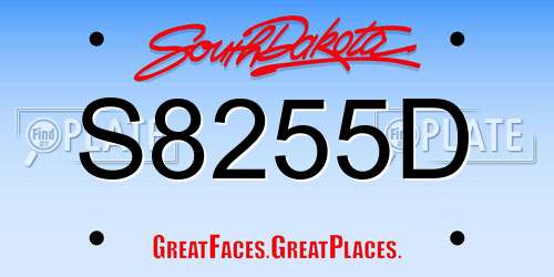 S8255D South Dakota License Plate