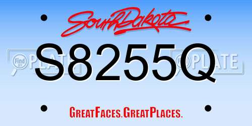 S8255Q South Dakota License Plate