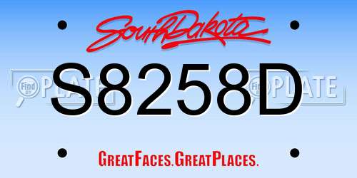 S8258D South Dakota License Plate