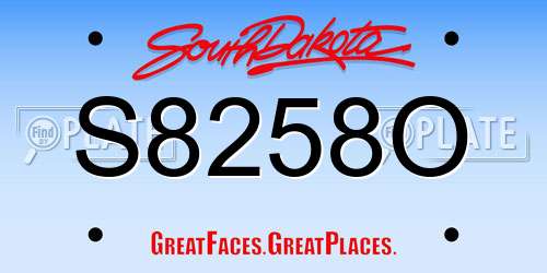 S8258O South Dakota License Plate