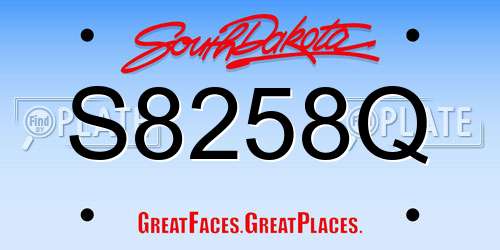 S8258Q South Dakota License Plate
