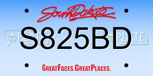 S825BD South Dakota License Plate