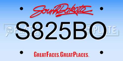 S825BO South Dakota License Plate