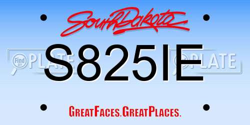 S825IE South Dakota License Plate
