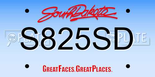 S825SD South Dakota License Plate