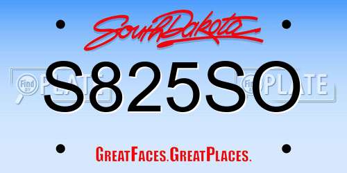 S825SO South Dakota License Plate