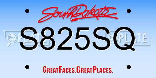 S825SQ South Dakota License Plate