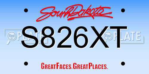 S826XT South Dakota License Plate
