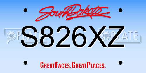 S826XZ South Dakota License Plate