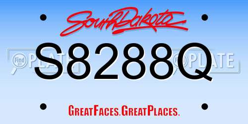 S8288Q South Dakota License Plate