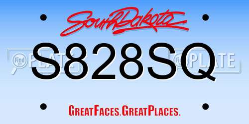 S828SQ South Dakota License Plate