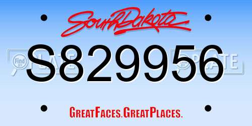 S829956 South Dakota License Plate
