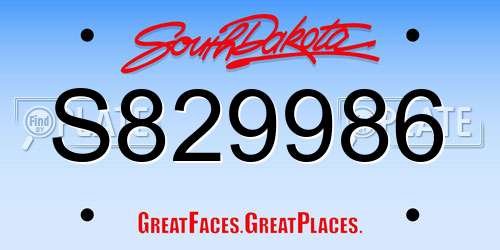 S829986 South Dakota License Plate