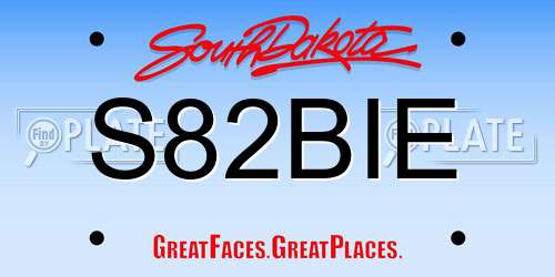 S82BIE South Dakota License Plate