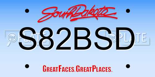 S82BSD South Dakota License Plate