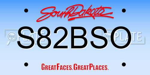S82BSO South Dakota License Plate