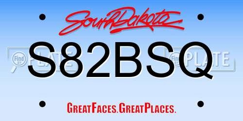 S82BSQ South Dakota License Plate