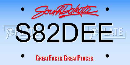 S82DEE South Dakota License Plate