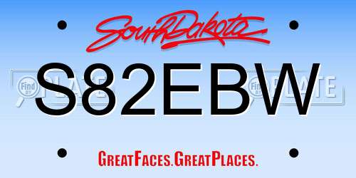 S82EBW South Dakota License Plate