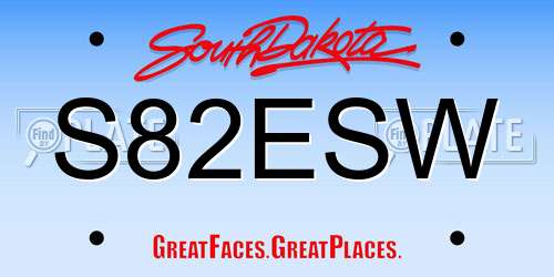 S82ESW South Dakota License Plate