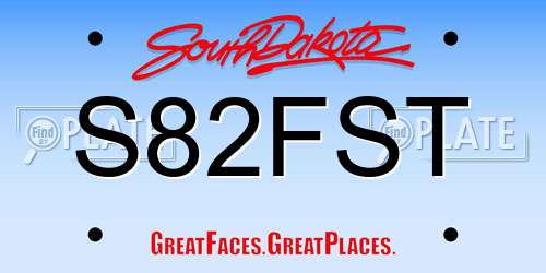 S82FST South Dakota License Plate