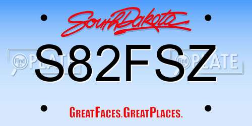 S82FSZ South Dakota License Plate