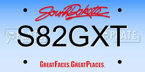 S82GXT South Dakota License Plate