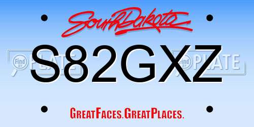 S82GXZ South Dakota License Plate